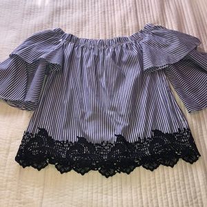 Striped off-the shoulder shirt